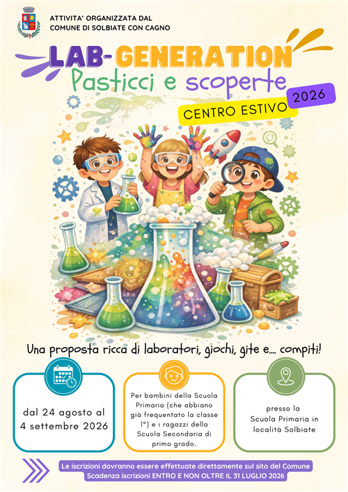 Aperte le iscrizioni per il Centro Estivo dal 24 agosto al 4 settembre