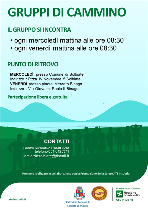 Partecipa alle attività del "Gruppo di Cammino" di Solbiate con Cagno