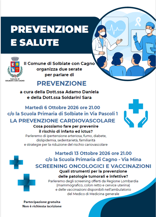 Prevenzione e salute: due serate dedicate alla popolazione
